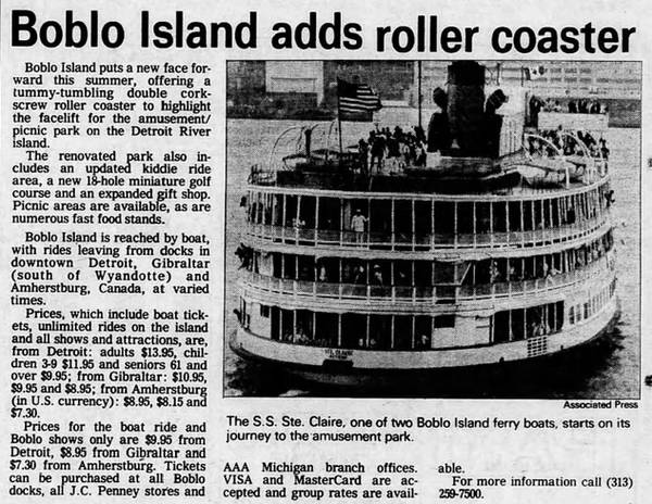 Bob-Lo Island - 1985 Article On New Rollercoaster (newer photo)
